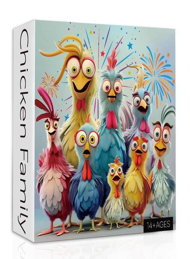 PPuzzling Thanksgiving Chicken Puzzles for Adults 1000 Pieces, Funny Chicken Family Jigsaw Puzzles, Colorful Winter Animal Puzzle as Home Decor - Image 1